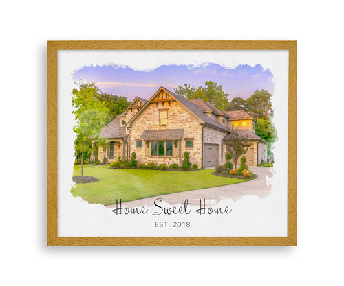 House Portrait Housewarming Gift | Celebrate Your Happy Place with a Custom Watercolor Print!