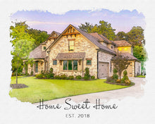 Load image into Gallery viewer, House Portrait Housewarming Gift | Celebrate Your Happy Place with a Custom Watercolor Print!