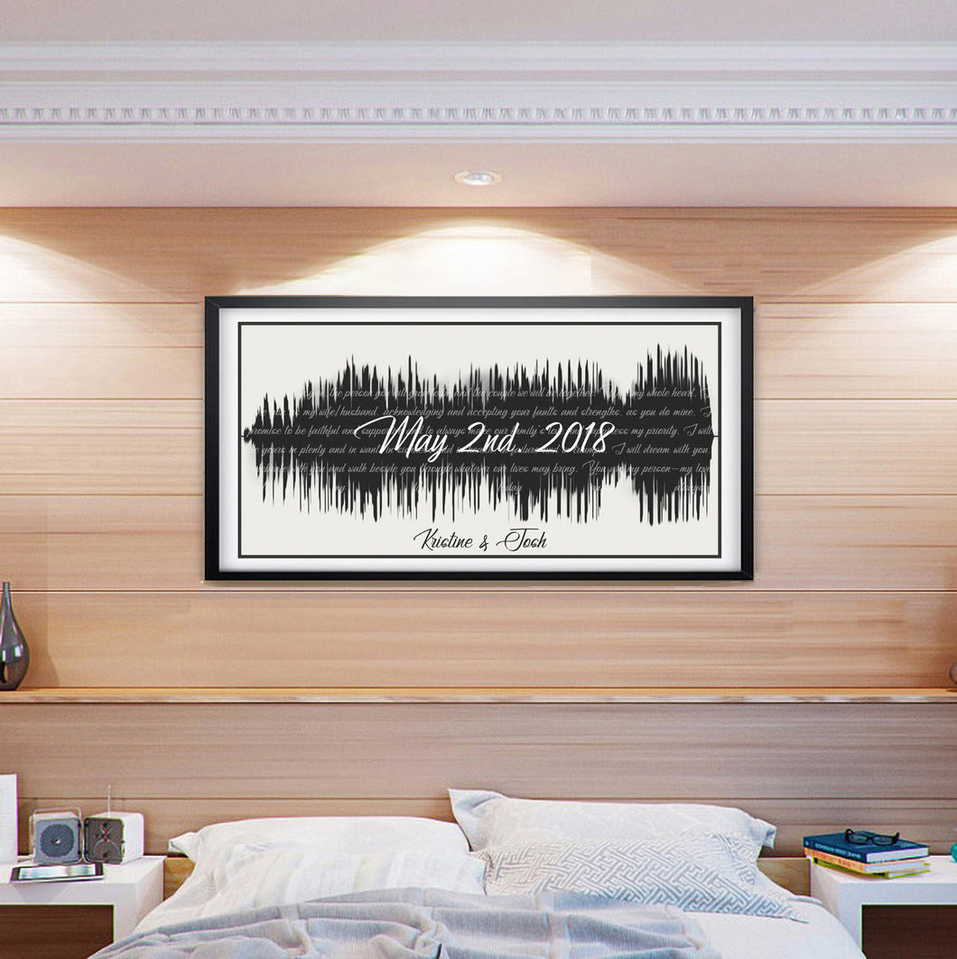 5th Anniversary Gift, Wedding Vows Inside Sound Wave, Anniversary Gift For Her