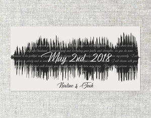 5th Anniversary Gift, Wedding Vows Inside Sound Wave, Anniversary Gift For Her