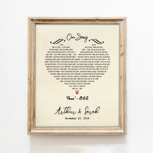 Load image into Gallery viewer, Song Lyrics Wall Art - Paper Anniversary Gift For Couples
