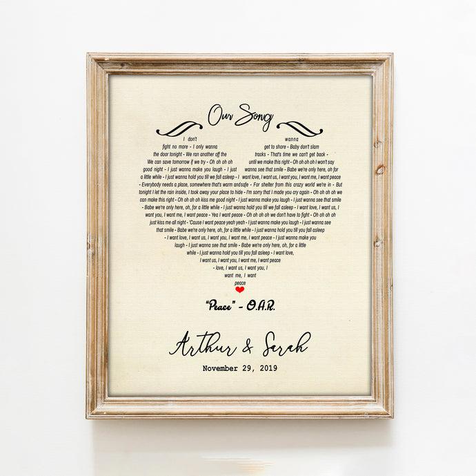 Song Lyrics Wall Art - Paper Anniversary Gift For Couples