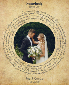 Song Lyrics Print Wall Art, Wedding Song Lyrics with Wedding Photo