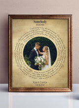 Load image into Gallery viewer, Song Lyrics Print Wall Art, Wedding Song Lyrics with Wedding Photo