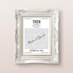 Song Lyrics Wall Art Poster | One Year Anniversary Gift For Husband | "Then" Brad Paisley Song Lyrics Gift