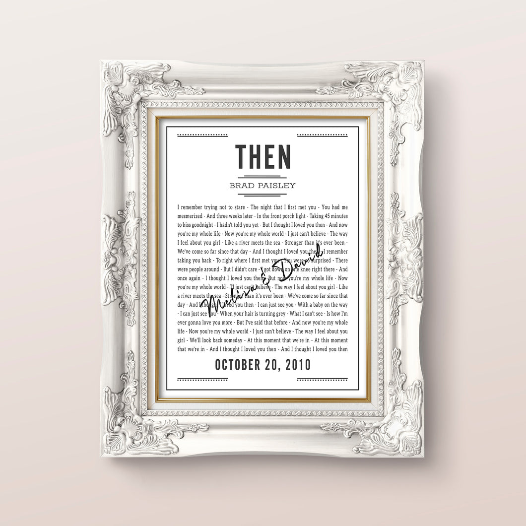 Song Lyrics Wall Art Poster | One Year Anniversary Gift For Husband | 